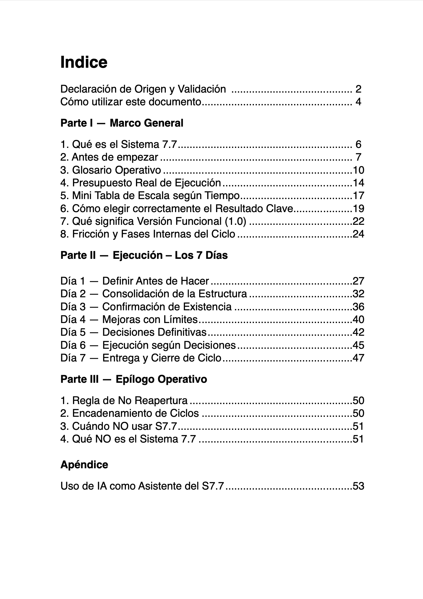 Sistema 7.7 - Índice